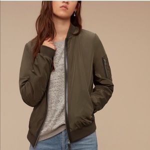 Aritzia mackage grey bomber jacket